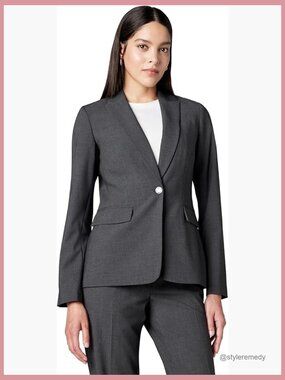 One Button Lux Blazer, Polyester Rayon Blend, Workwear Essential